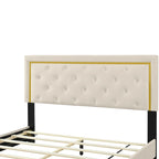 Letto imbottito a piattaforma Queen Size con testiera a capitonné