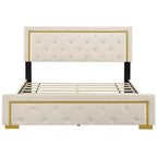 Letto imbottito a piattaforma Queen Size con testiera a capitonné