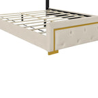 Letto imbottito a piattaforma Queen Size con testiera a capitonné