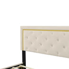 Letto imbottito a piattaforma Queen Size con testiera a capitonné