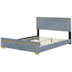 Letto imbottito a piattaforma Queen Size con testiera a capitonné