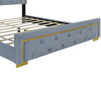 Letto imbottito a piattaforma Queen Size con testiera a capitonné