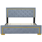 Letto imbottito a piattaforma Queen Size con testiera a capitonné