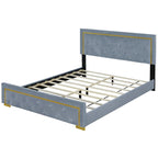 Letto imbottito a piattaforma Queen Size con testiera a capitonné